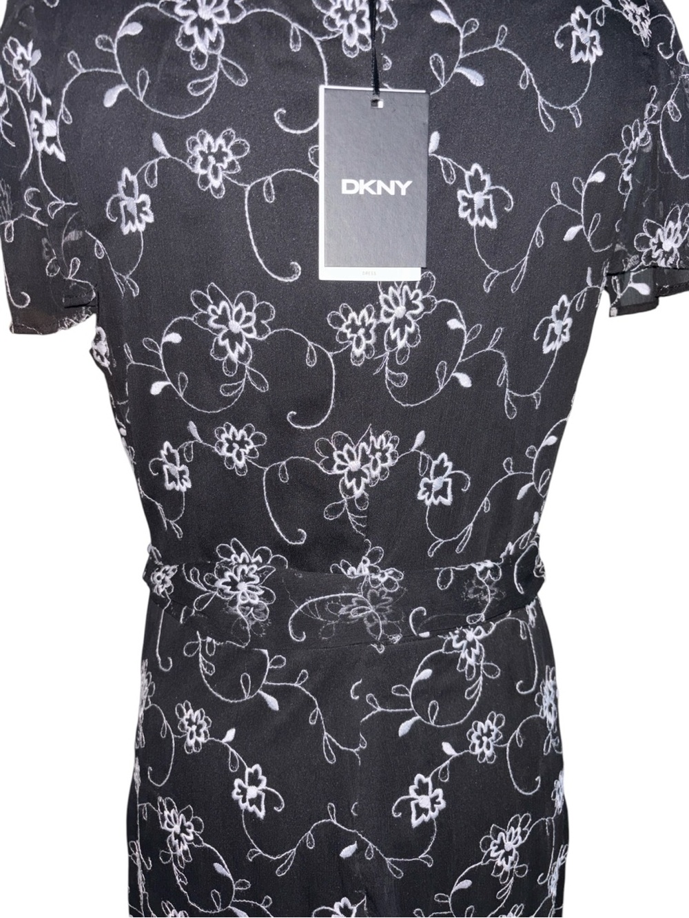 DKNY Floral Midi Dress w/ White Bloom Print, P2P:21.5”, L:46”, NWT, RT $129 - Picture 7 of 13